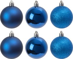 Набор шаров 6шт 6см синий (глянец: 2шт, матовые: 2шт, глиттер: 2шт) JNPM25-01-B
