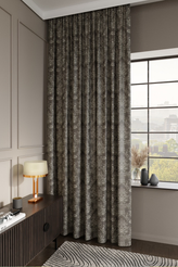 Штора готовая жаккард темно-серая 200х280