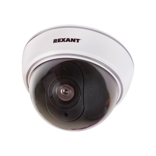 Муляж внутренней камеры видеонаблюдения белого цвета с мигающим красным светодиодом Rexant 45-0210