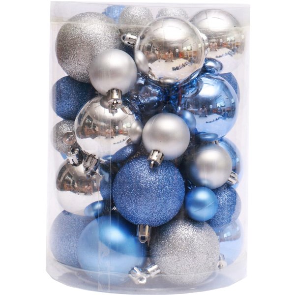 Набор шаров 50шт 6,4,3см голубой и серебро SYQB-0120141