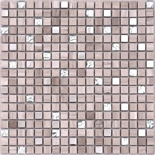 Мозаика Tessare 30,5х30,5х0,6см стекло-мрамор микс бежево-прозрачный шт(R09)