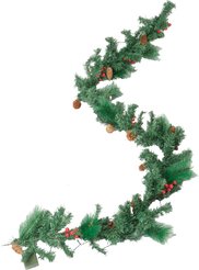 Гирлянда-хвоя искусственная 200х30см с шишками/ягодами, подсветка 30LED, теплый белый свет, ПВХ, SYTT-0924002