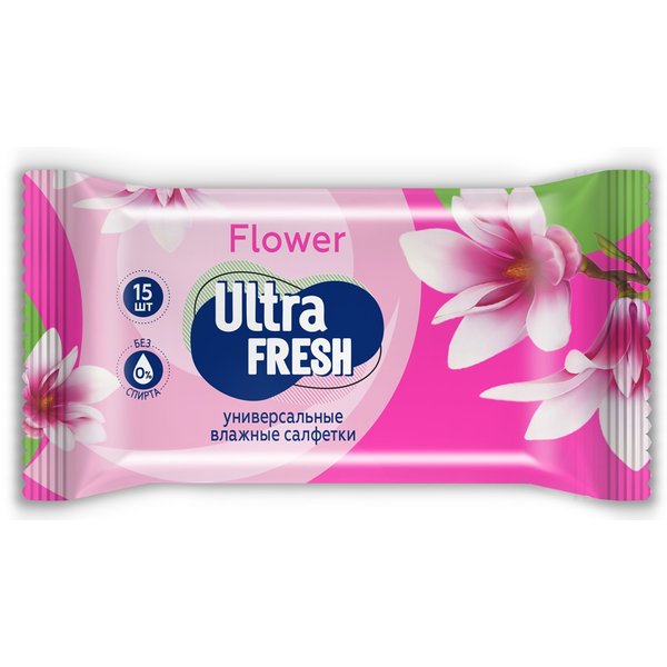 Салфетки влажные Superfresh/Ultra Fresh Flower 15шт