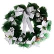 Венок новогодний 40см с цветами и шишками серебристый SYCW18B-094