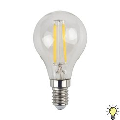 Лампа светодиодная ЭРА F-LED P45-9W-827-E14 9Вт филамент шар теплый белый свет Е14