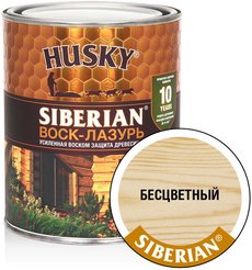 Состав декоративно-защитный для древесины HUSKY SIBERIAN Воск-Лазурь бесцветный (0,9л)