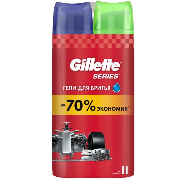 Промонабор Gillette Series Гель для бритья 200мл Увлажняющий+Гель для бритья 200мл для чувств.кожи