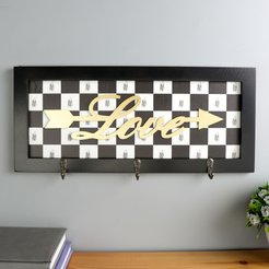 Крючки декоративные дерево Шахматка Love 16,5х37х3,3см 