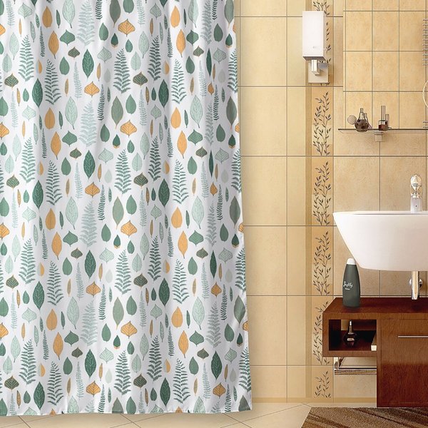 Занавеска для ванной комнаты Scove тканевая 180х180см,белый,зеленый,оранжевый