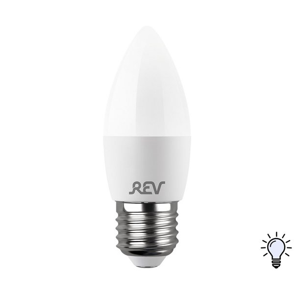 Лампа светодиодная REV 7Вт E27 свеча 4000K свет нейтральный белый