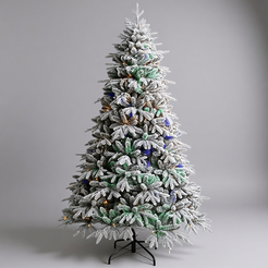 Ель искусственная Джорджия 210см, флокированная, 360LED, мультиколор, ПЭ+ПВХ