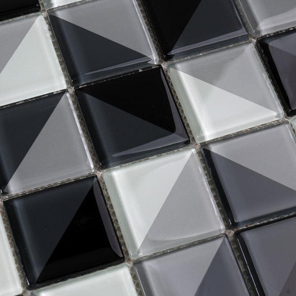 Мозаика Tessare 30,0х30,0х0,4см стекло бело-серо-черный шт(HT01)