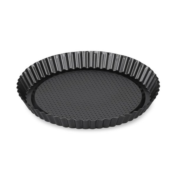 Форма для выпечки пирога 27.5x3см рифленная,круг.,черная,сталь.,антипригар.