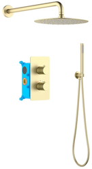 Комплект душевой системы скрытого монтажа AQUATEK Европа AQ1376BG Set 3 в 1, шлифованное золото 