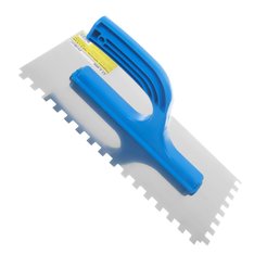 Кельма нержавеющая зубчатая пластиковая рукоятка 130х270мм зуб 6х6 Remocolor