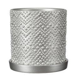 Горшок бетонный Бисер d15см h15см v1,8л, цилиндр, серебро