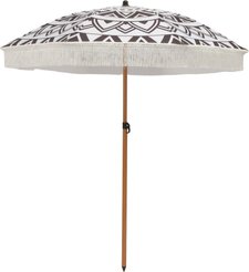 Зонт пляжный Замбези d1,8м h2,0м стойка d32мм, с бахромой, алюминий/полиэстер 180г, черно-белый, 60625B-WD-P7