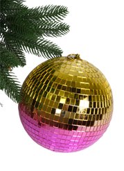 Шар зеркальный 20см золото+фукси SYJMQA-122107