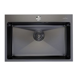 Мойка кухонная врезная Mixline Pro 65х45 глубина чаши 22см прямоугольная, нерж.сталь черный графит
