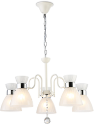 Люстра подвесная TR3185/5 WH/CH/FR белый/хром/белый матовый E27/5 max 60W D620х410/800