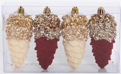 Набор украшений Шишки 4шт 11см, винный+шампань, SYQD1-0125082