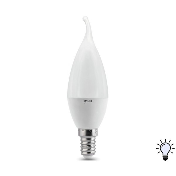 Лампа светодиодная Gauss 6.5Вт Е14 свеча на ветру 4100K  свет нейтральный белый