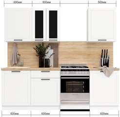 Гарнитур кухонный Sura Глетчер 1,8м Белый/Айленд Силк (со столешницей)