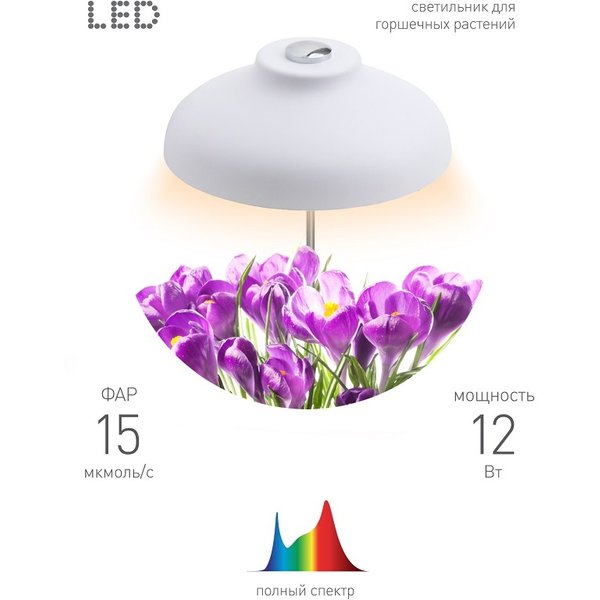 Светильник настольный для растений ЭРА FITO-12W-FLED 12Вт штыковой полного спектра