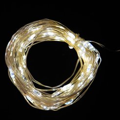 Электрогирлянда-нить струна 10м 100LED,тёплый белый,источник питания батарейки DS3AA-100WW