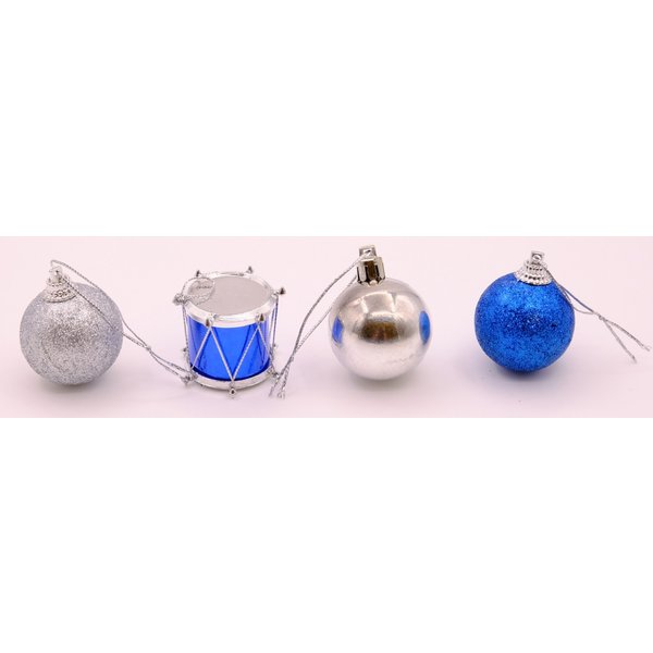 Набор новогодних украшений 4см Новогодний домик 12шт синий,серебряный НУ-2353