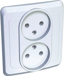 Розетка двойная встраиваемая Schneider Electric Этюд PC16-005b без заземления цвет белый