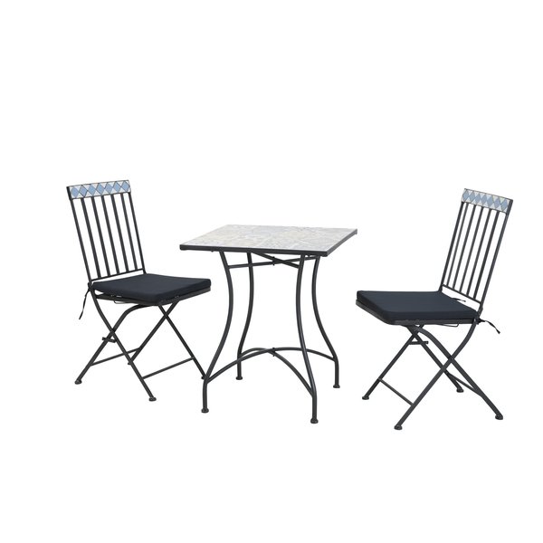 Набор садовой мебели Севилья (столик+2 складных стула), сталь/керамика, серый, 24129