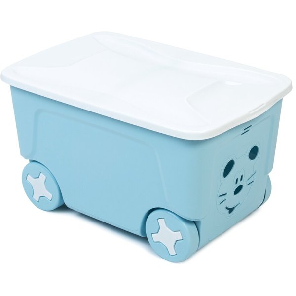 Ящик детский д/игрушек Little angel Cool с крышкой на колесах 50л 59х38,3х33см, полипропилен, голубой