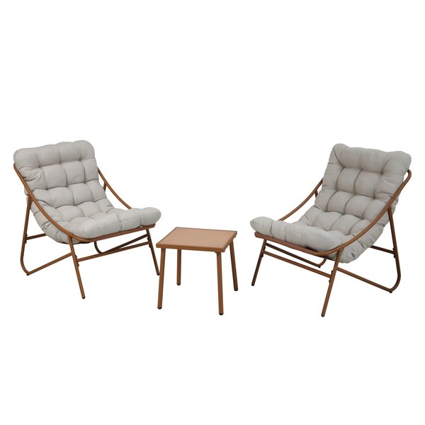 Набор садовой мебели Таити (столик+2 кресла), сталь/текстиль, бежевый, 20359BOL