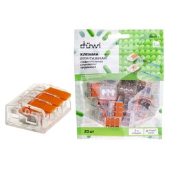 Клемма рычажковая duwi СМК 223-413 0.5-4мм² прозрачная 20шт