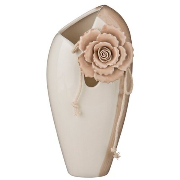 Ваза керамическая,коллекция Роза,12,5x10,5см,высота 24,4см,цвет бежевый