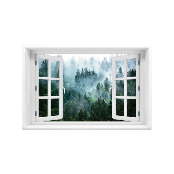 Фотообои Окно с видом на лес 180х119см бумажные