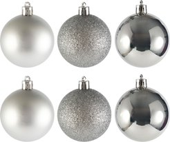 Набор шаров 6шт 6см серебро (глянец: 2шт, матовые: 2шт, глиттер: 2шт), SYQA-0123123-S