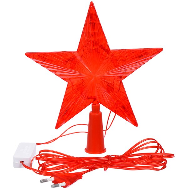 Верхушка на елку Звезда красная 10 красных LED 3м 15х15см VEGAS