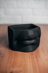 Кашпо декоративное Губы черный 11см, гипс