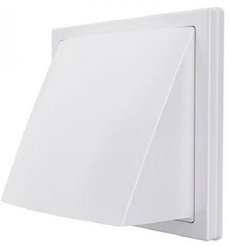 Выход стенной вытяжной с обратным клапаном 150х150 с фланцем D100,ASA,белый