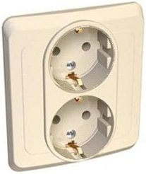 Розетка двойная встраиваемая Schneider Electric Этюд PC16-007k с заземлением цвет кремовый
