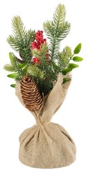 Украшение настольное 29см с шишкой и красными ягодами, SYSPS-0823125
