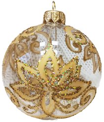 Украшение елочное Золотой цветок 8см подарочная упаковка