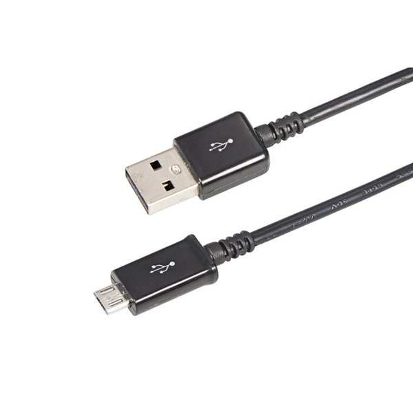Кабель USB microUSB длиный штекер шнур плоский 1м черный
