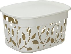 Корзинка д/хранения Idea Флора 25л 45х26,5х33см с крышкой, белый ротанг ПП