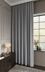 Штора готовая портьера Unique серо-голубая 200х280см