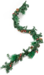 Гирлянда-хвоя искусственная 200х30см заснеженная, с шишками и ягодами ПВХ, SYTT-0924001