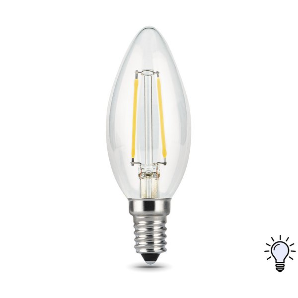 Лампа светодиодная Gauss Filament 11Вт Е14 свеча 4100К свет нейтральный белый