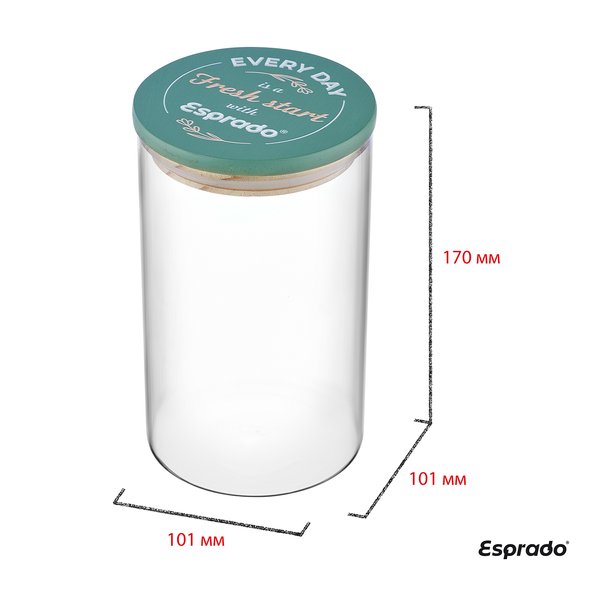 Емкость д/сыпучих продуктов Esprado Hito 1000мл стекло, крышка бамбук